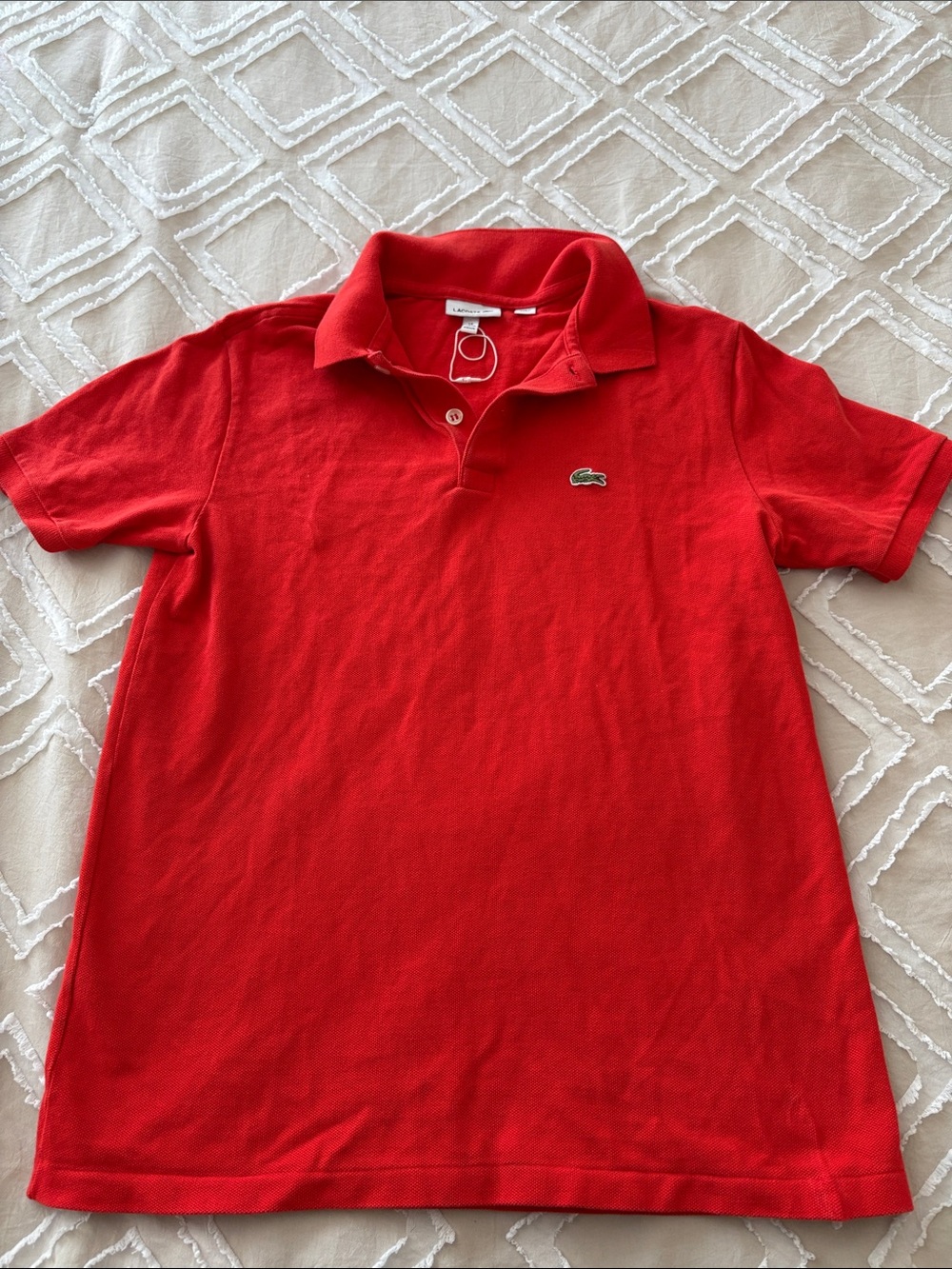 Lacoste Kids Bright Red Polo Shirt with Crocodile Logo